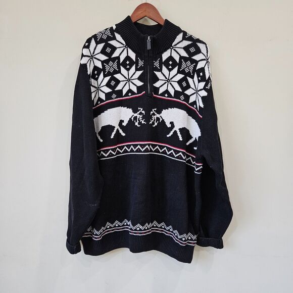 Chaps Mens 1/4 Zip Pullover Sweater Size XXL Nordic Christmas Fair Isle Holiday - Picture 1 of 9